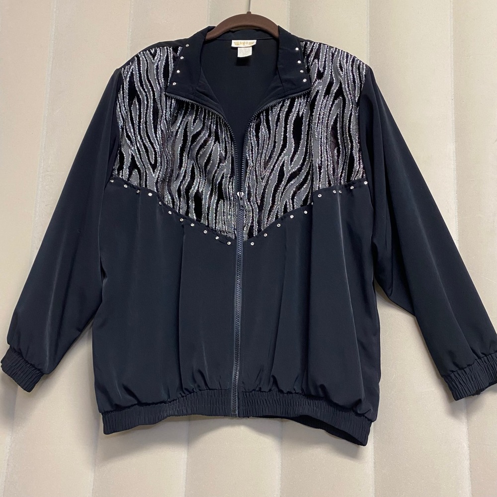 Vintage Rio Women's Jacket Medium Soft Shell Studded Embellished Rock Rocker